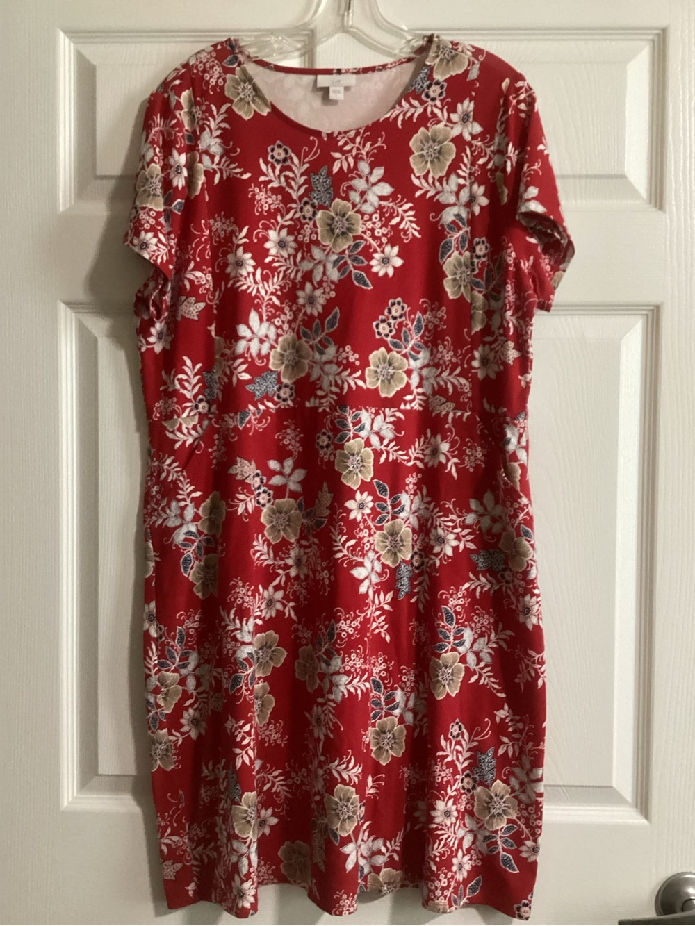 J. Jill Red Floral Short-Sleeve Mini Dress